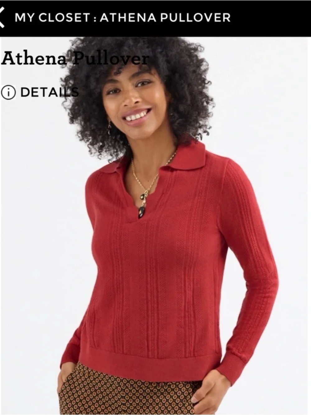 Cabi Athena Crimson Pointelle V-Neck Pullover